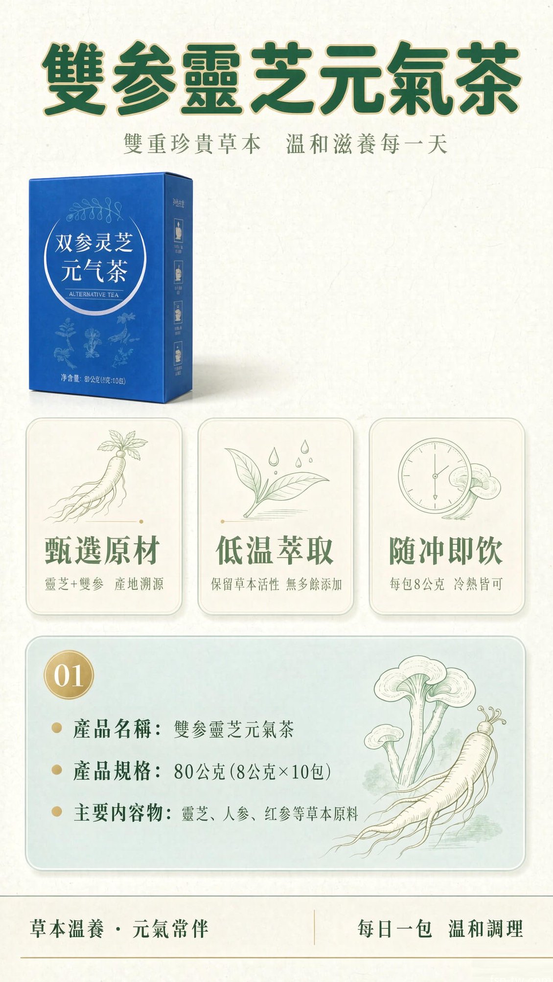 雙參靈芝元氣茶產品介紹